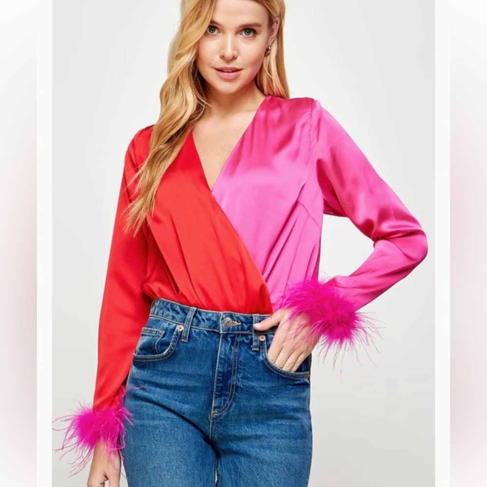 Pink and red Top